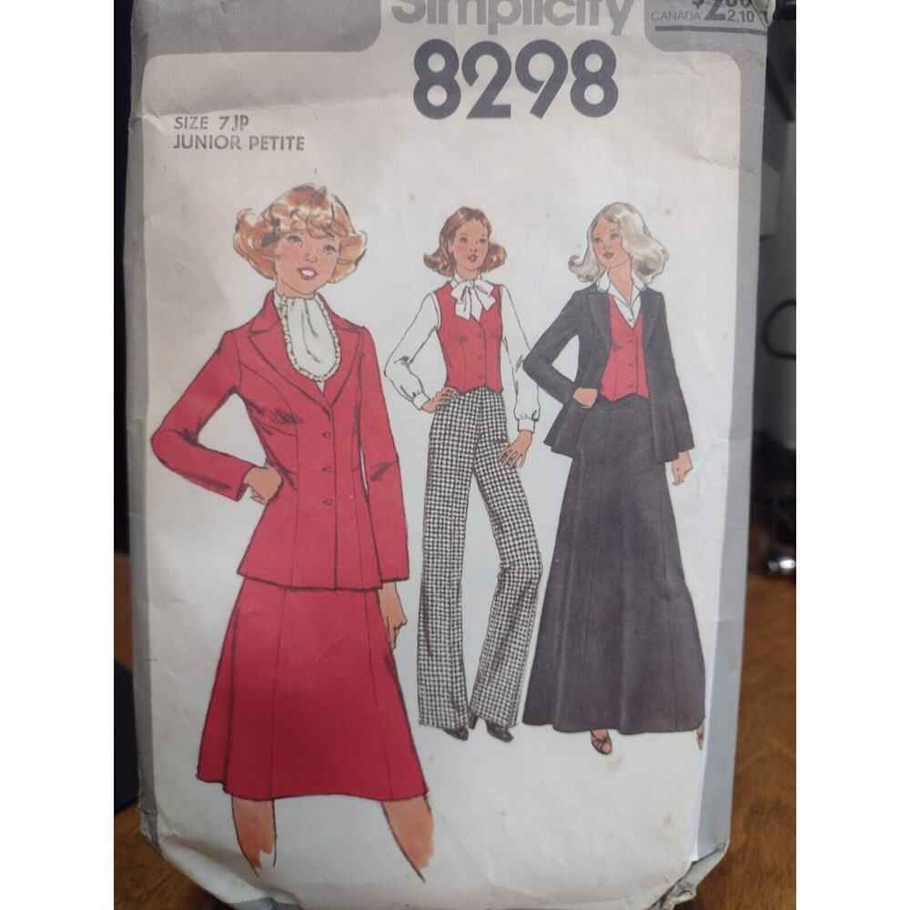 Vintage Simplicity Pattern 9298 Misses' & Junior Petites' Vest, Pants.... (1977)